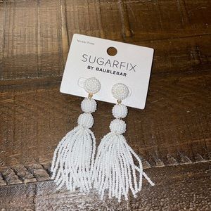 Baublebar White Bead Tassel Earrings
